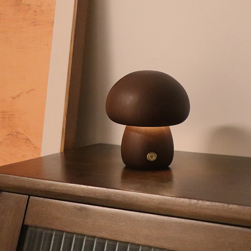 INS Wooden Cute Mushroom LED Night Light With