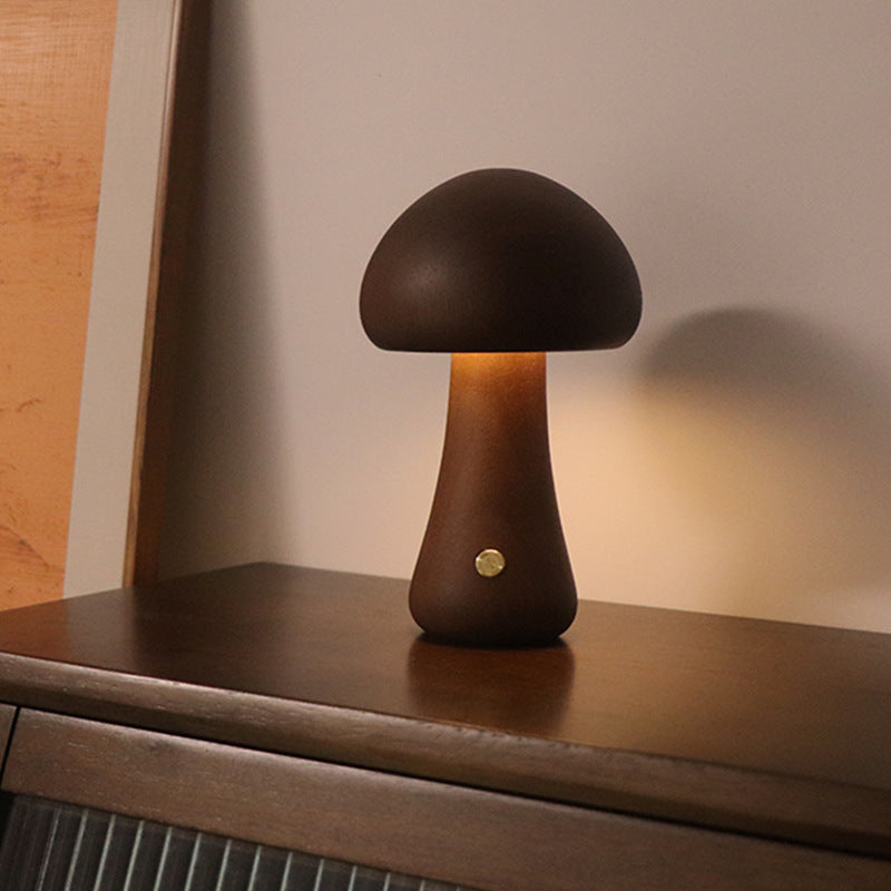 INS Wooden Cute Mushroom LED Night Light With