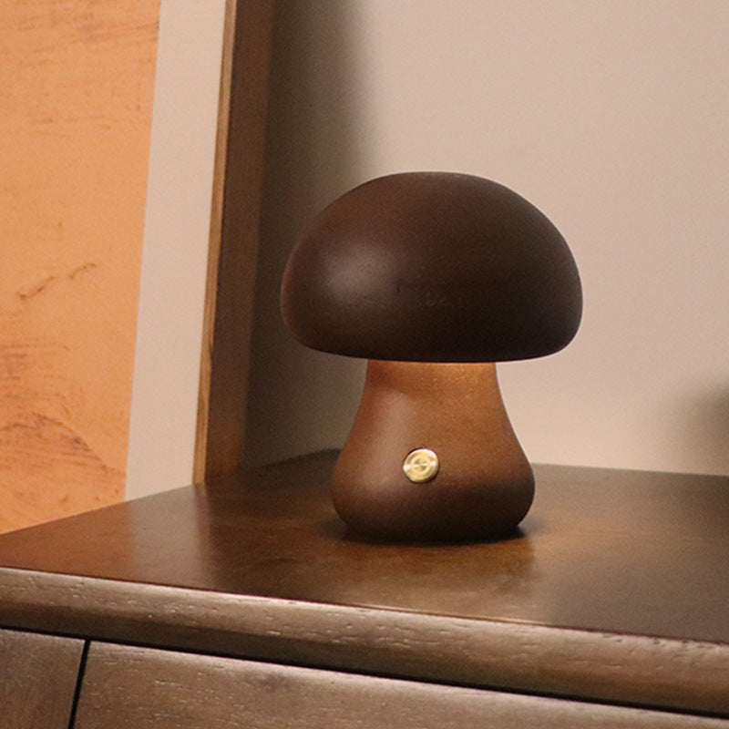 INS Wooden Cute Mushroom LED Night Light With