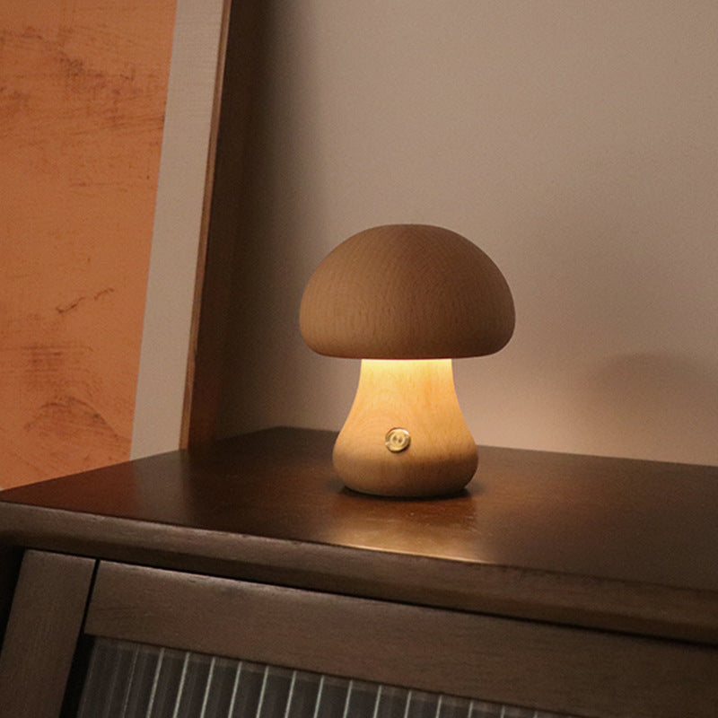 INS Wooden Cute Mushroom LED Night Light With