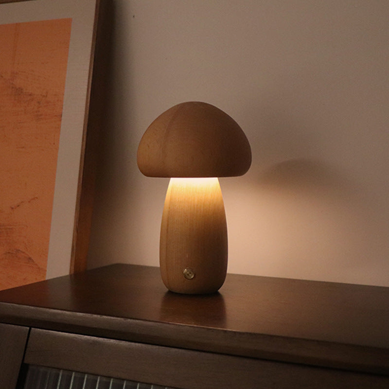 INS Wooden Cute Mushroom LED Night Light With