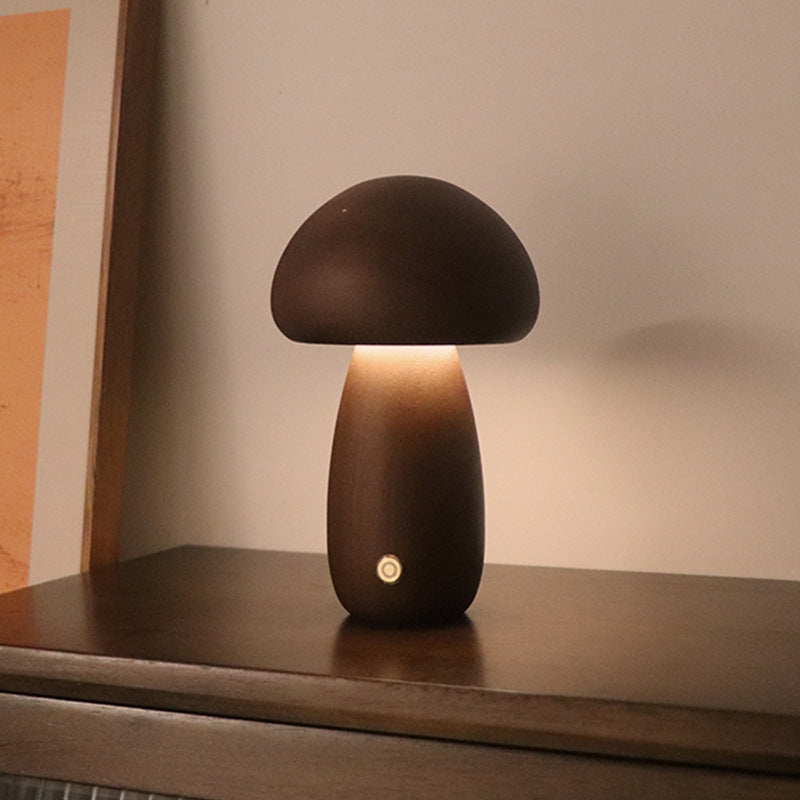 INS Wooden Cute Mushroom LED Night Light With