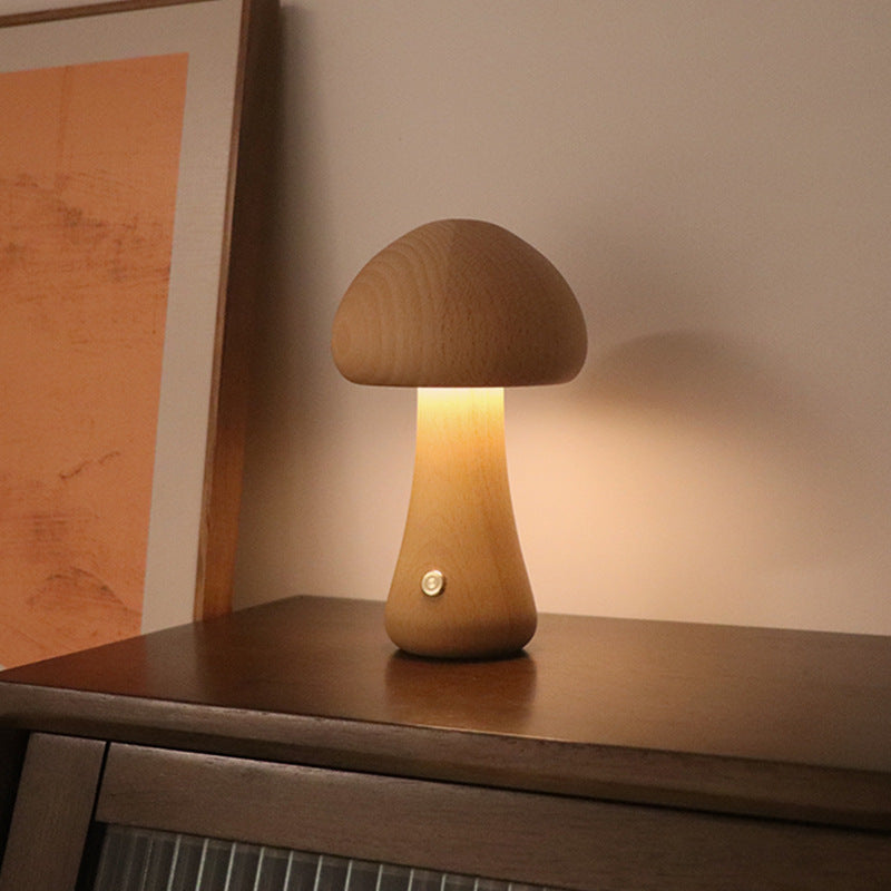 INS Wooden Cute Mushroom LED Night Light With